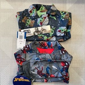 NWT 2 Sets of Boys Pajamas: Star Wars & Spider-Man